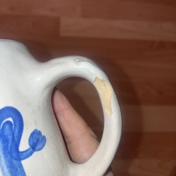 M A Hadley Signed Hand Painted Animal Cow Mug 10oz "The End" In The Bottom Chip - Picture 5 of 5